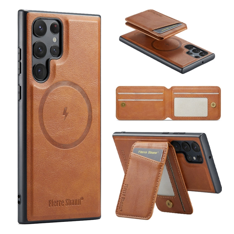 S25 Ultra Magnetic Card Case in Cowhide – Brown