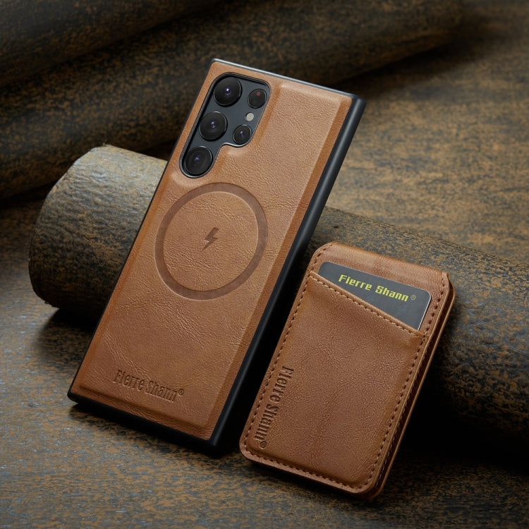 S25 Ultra Magnetic Card Case in Cowhide – Brown