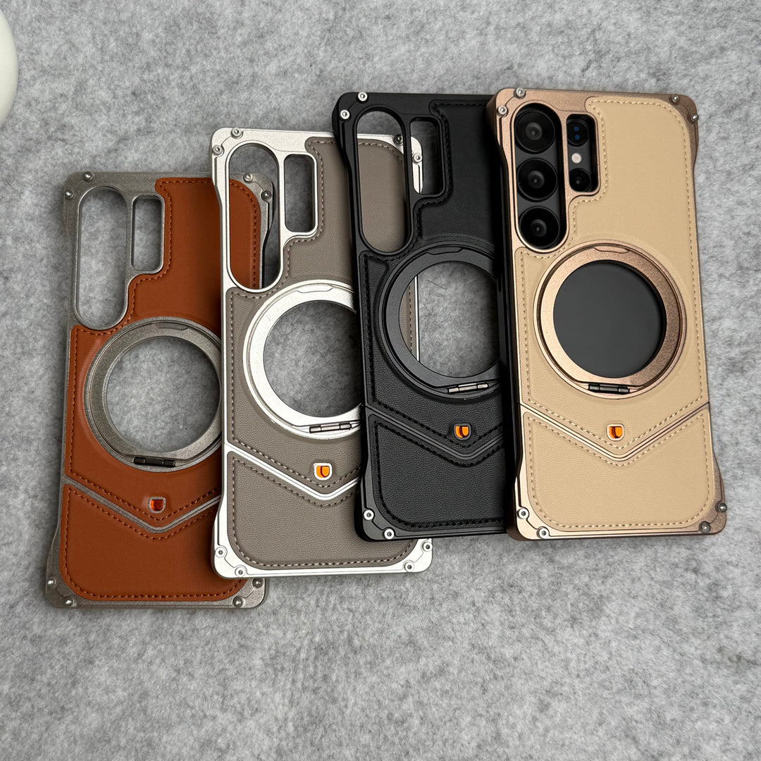Galaxy Ultra Leather Metal Stand Case