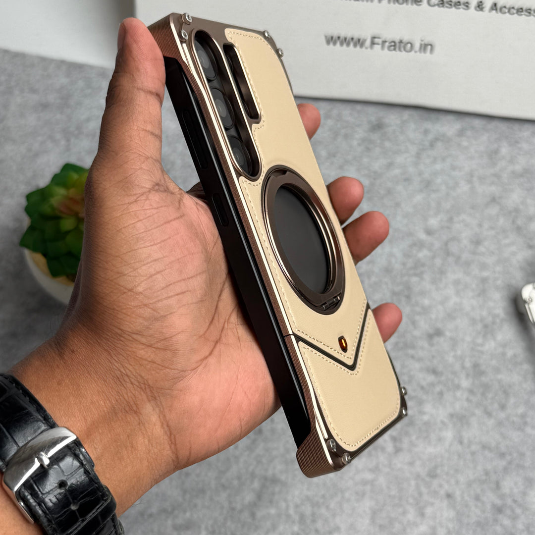 Galaxy Ultra Leather Metal Stand Case