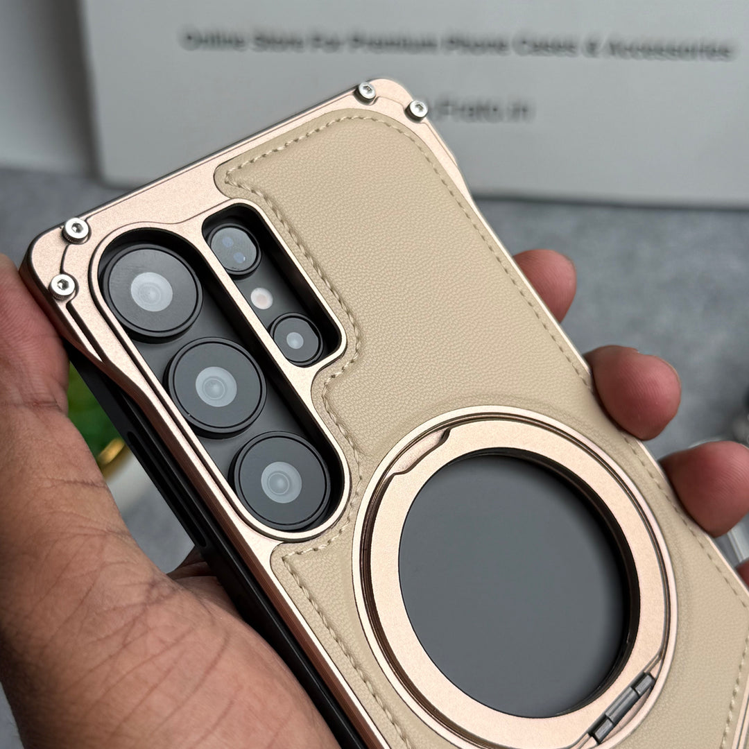 Galaxy Ultra Leather Metal Stand Case
