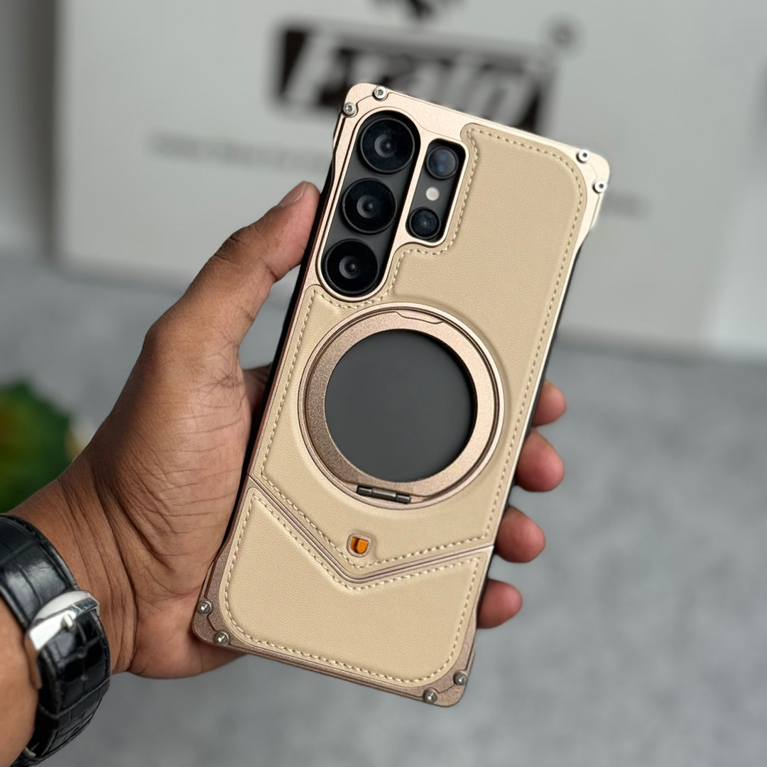 Galaxy Ultra Leather Metal Stand Case
