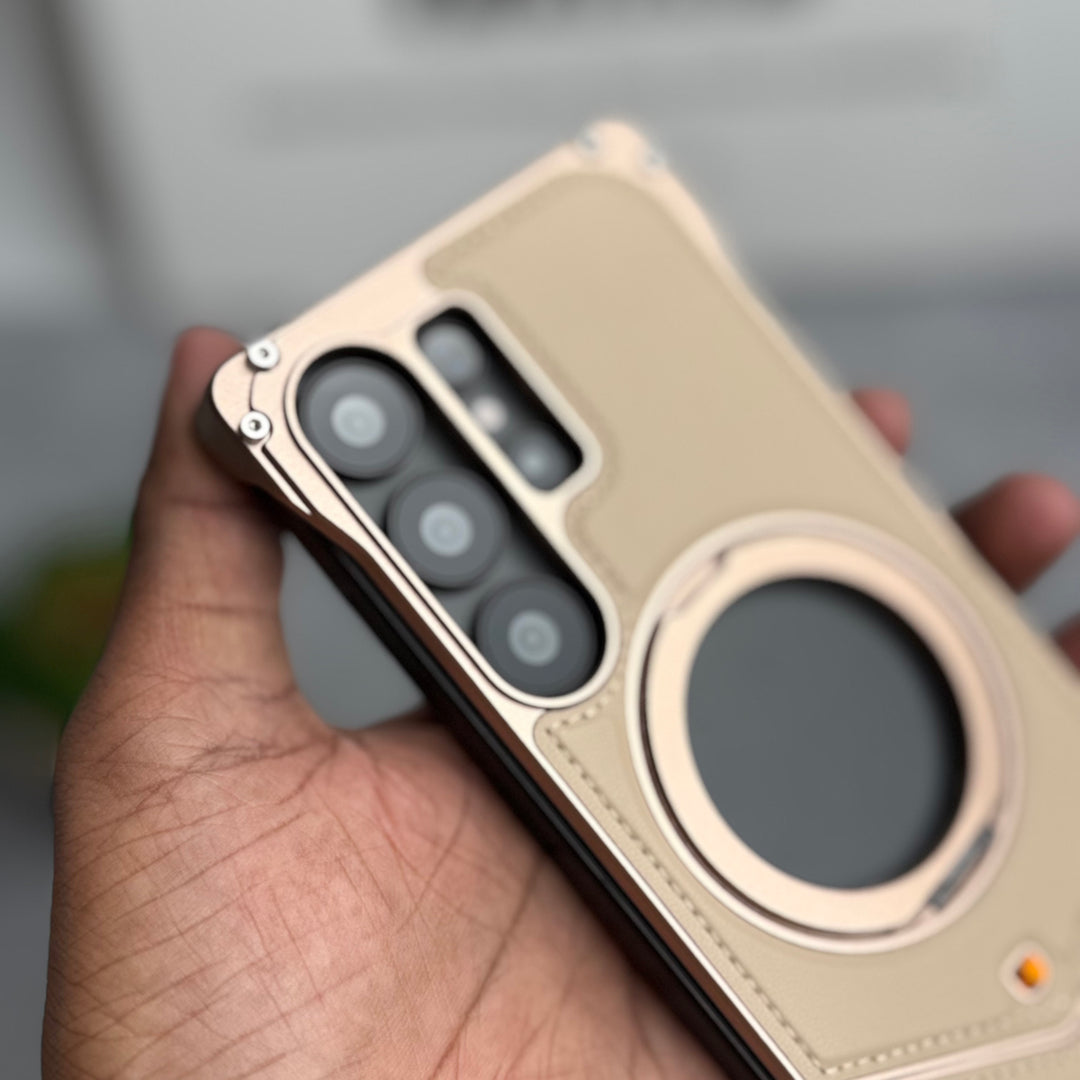 Galaxy Ultra Leather Metal Stand Case