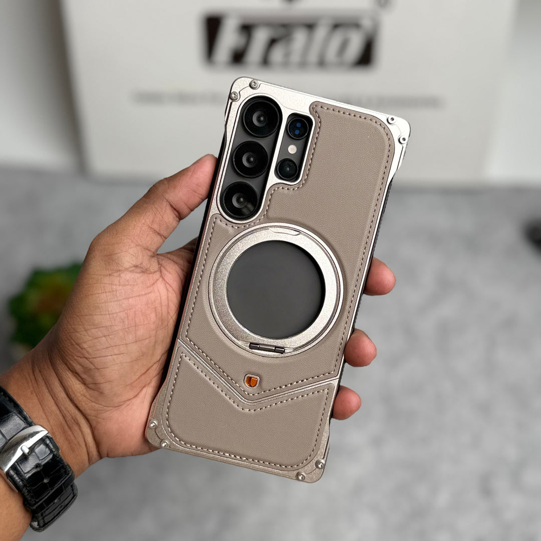 Galaxy Ultra Leather Metal Stand Case