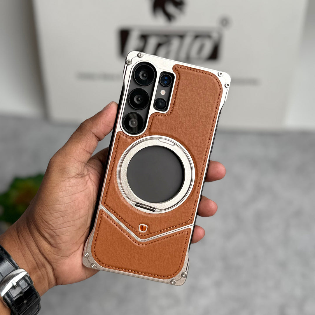 Galaxy Ultra Leather Metal Stand Case