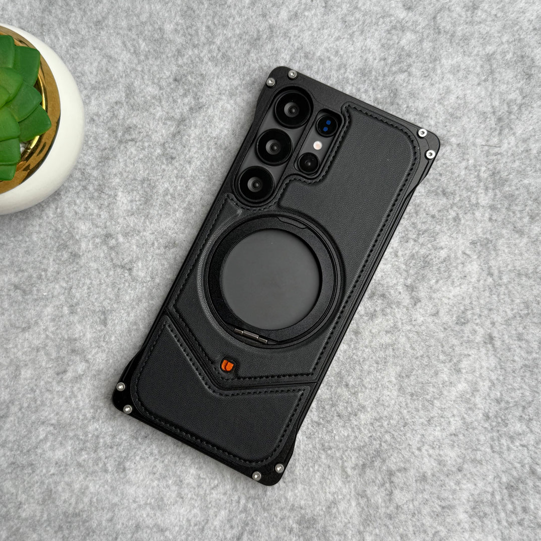 Galaxy Ultra Leather Metal Stand Case