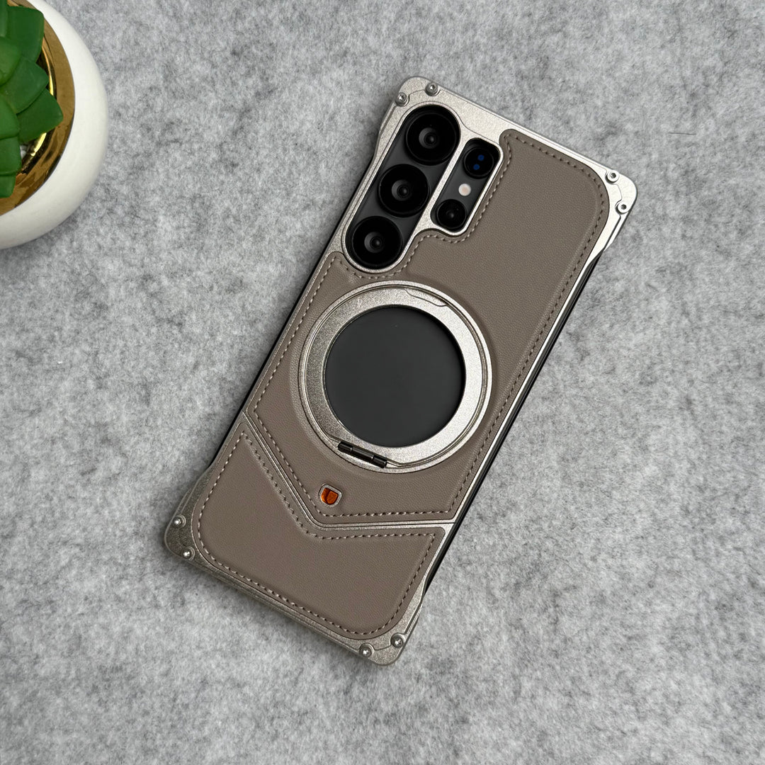 Galaxy Ultra Leather Metal Stand Case