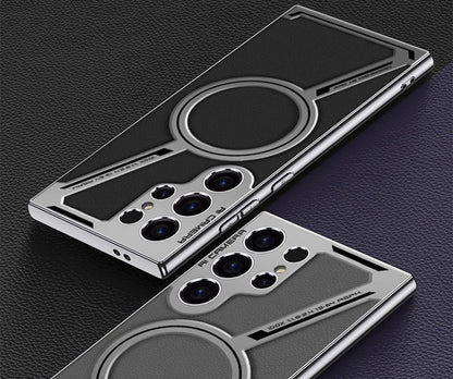 Detachable Metal Ring MagSafe Case for Samsung Galaxy S25 Ultra | Hybrid Armor Design with Magnetic Stand