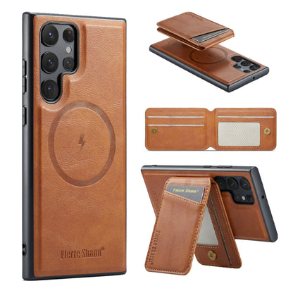 S25 Ultra Magnetic Card Case in Cowhide – Brown