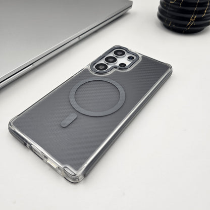Carbon Fibre Matte MagSafe Case for Samsung Galaxy S25 Ultra | Smokey Finish Protection