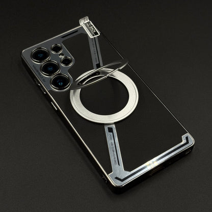 Detachable Metal Ring MagSafe Case for Samsung Galaxy S25 Ultra | Hybrid Armor Design with Magnetic Stand