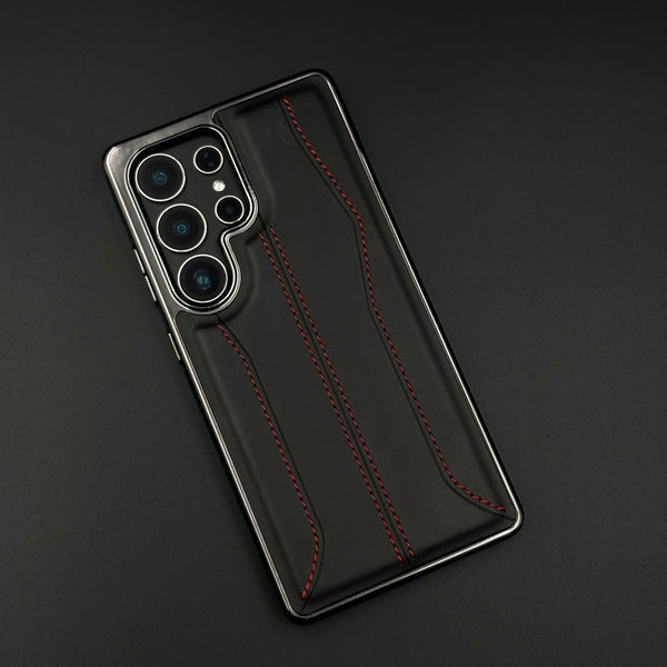 Samsung Galaxy S25 Ultra Stitched Leather Chrome Case