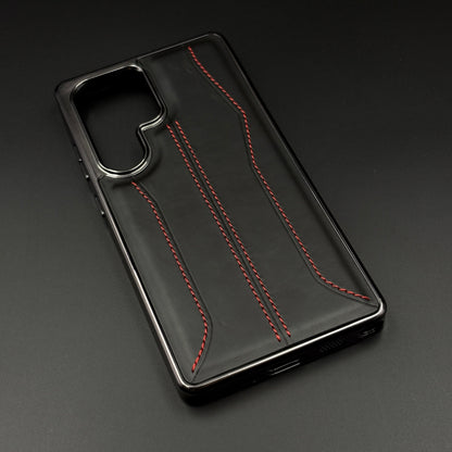 Samsung Galaxy S25 Ultra Stitched Leather Chrome Case