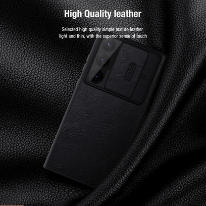 Samsung Galaxy S25 Ultra Camera Protection QIN Leather Flip Case Black