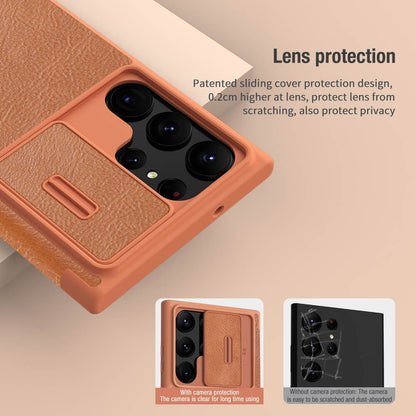 Samsung Galaxy S25 Ultra Camera Protection QIN Leather Flip Case Black