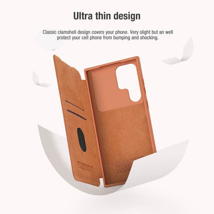 Samsung Galaxy S25 Ultra Camera Protection QIN Leather Flip Case Black