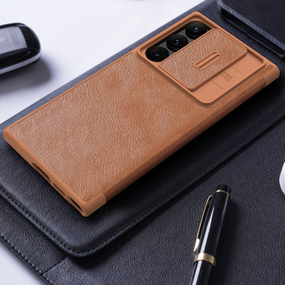 Samsung Galaxy S25 Ultra Camera Protection QIN Leather Flip Case Black