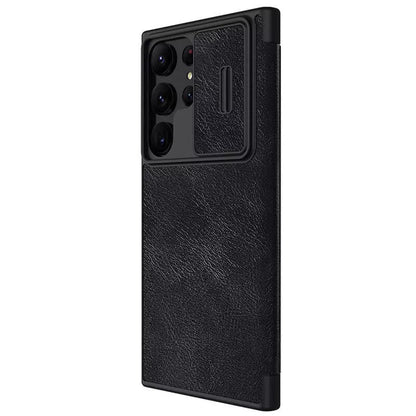 Samsung Galaxy S25 Ultra Camera Protection QIN Leather Flip Case Black