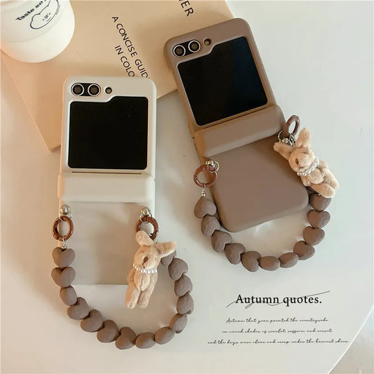 3D Plush Rabbit Case with Bracelet for Samsung Galaxy Z Flip 5