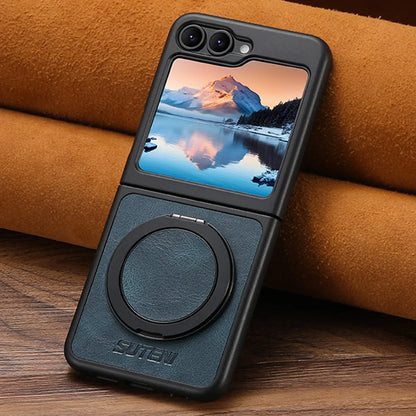 Leather MagSafe Ring Stand Case for Z Flip Series