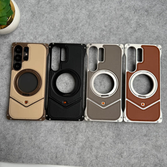 Galaxy Ultra Leather Metal Stand Case