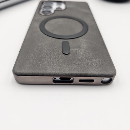 Samsung Galaxy S25 Ultra PU Leather Magnetic Magsafe Metallic Border Case
