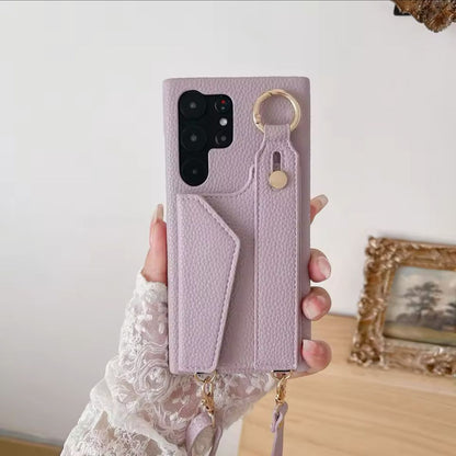 Luxury Phone Case with Integrated Wallet & Adjustable Strap
